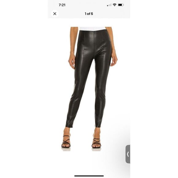 Free People Womens Sz 29 Black Faux Leather Spitfire Stacked Skinny Leggings - Picture 6 of 11